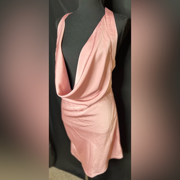 🤩 NEW ITEM! Fashion Nova Women’s Dress Call My Phone Pink Satin Mini Dress - Picture 2 of 9